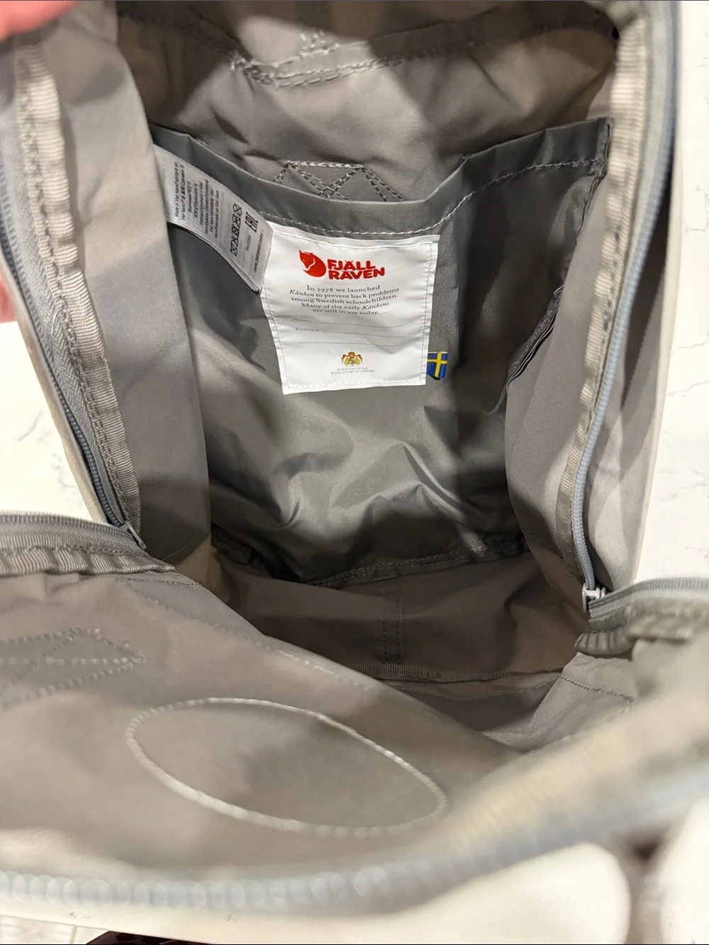 Fjallraven Kånken Mini Backpack in Gray with Red Logo